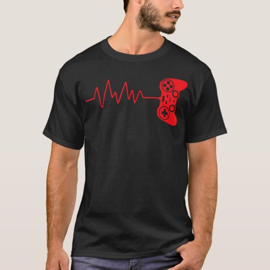 T-shirt Gamer Heartbeat Video Games Gaming Boys Teens Cont (Devant)