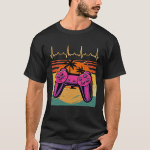 T-shirt Gamer Heartbeat Vidéo Jeu Retro Vintage