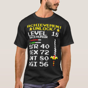 T-shirt Gamer Level 18 Years Old Gaming MMORPG Theme Birth