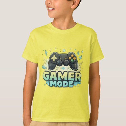 T-shirt Gamer Mode ON - Kids Video Game Controller Graphic (Devant)