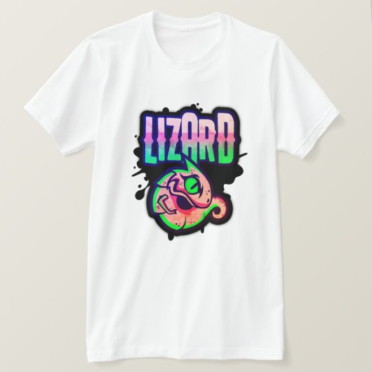 T-shirt Gamer Neon Lime Lizard Splash (Design devant)
