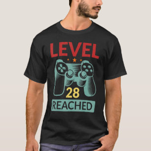 T-shirt Gamer Niveau 28 atteint 28e anniversaire 1