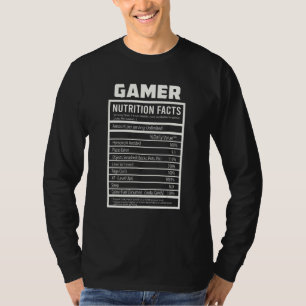 T-shirt Gamer Nutrition Facts Funny Gamer Console Video G