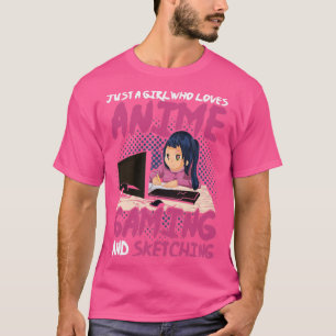 T-shirt Gamer Otaku Girl Manga Sketching Anime