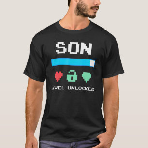 T-shirt Gamer Papa Niveau Fils Déverrouillé Naissance Jeu
