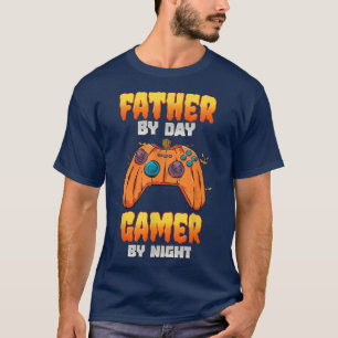 T-shirt Gamer Papa Père Par Jeu Joueur Par Nuit Amusant Je