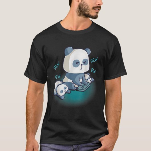 T-shirt Gamer Parent Maman Papa Enfant Panda Ours Vidéo Je (Devant)