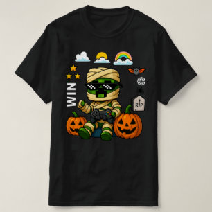 T-shirt Gamer Pixel Citrouille Momie Hommes Enfants Garçon