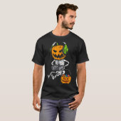 T-shirt Gamer Pumpkin Skeleton Funny Halloween Gaming Boys (Devant entier)