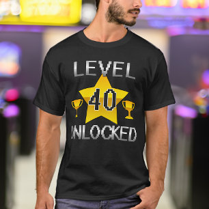 T-shirt Gamer Shirt niveau 40 déverrouillé Retro 1980
