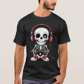 T-shirt Gamer Skeleton - Funny Halloween Gaming (Devant)