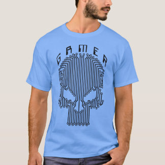 T-shirt Gamer Skull Computer Circuit Funny Video Gaming Ha
