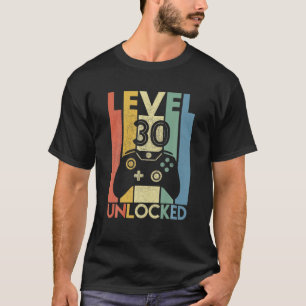 T-shirt Gamer SVG Anniversaire Niveau 30 déverrouillé