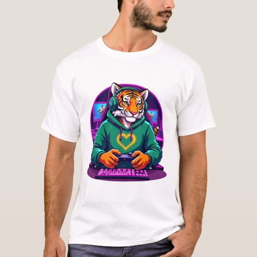 T-shirt Gamer Tiger - Cool Gaming Artwork for Gamers (Devant)
