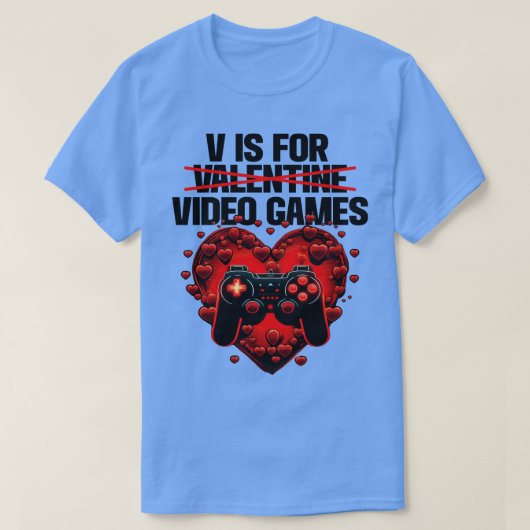 T-shirt Gamer V est pour les jeux vidéo Valentine (Design devant)