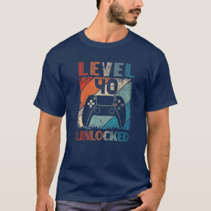 T-shirt Gamer Vidéo Déverrouillé De Niveau vintage 40 40E