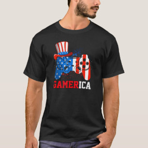 T-shirt Gamerica 4 juillet Américain Drapeau Gamer Garçons