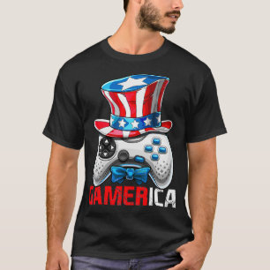 T-shirt Gamerica 4 juillet jeu vidéo American Flag Uncl