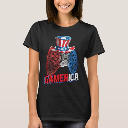 T-shirt Gamerica 4th of July Video Game American Flag Uncl (Devant)