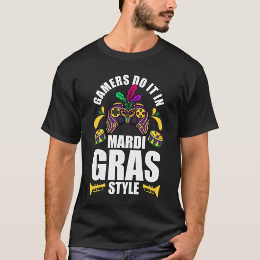 T-shirt Gamers do it in mardi gras style gaming parade (Devant)