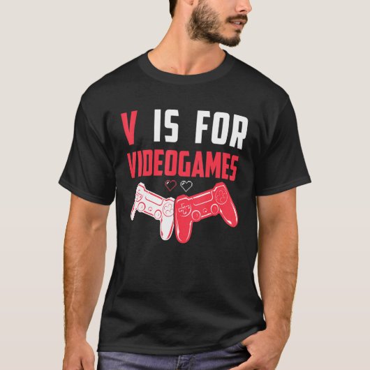 T-shirt Gamers V Is For Videogames Valentine's Day Boys (Devant)