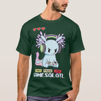 T-shirt Gamesolotl Axolotl Poisson Jouer Jeux Vidéo Lizar
