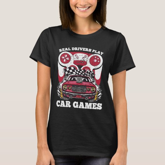 T-shirt Gaming Car Racing Gamer Video Game Controller Boys (Devant)
