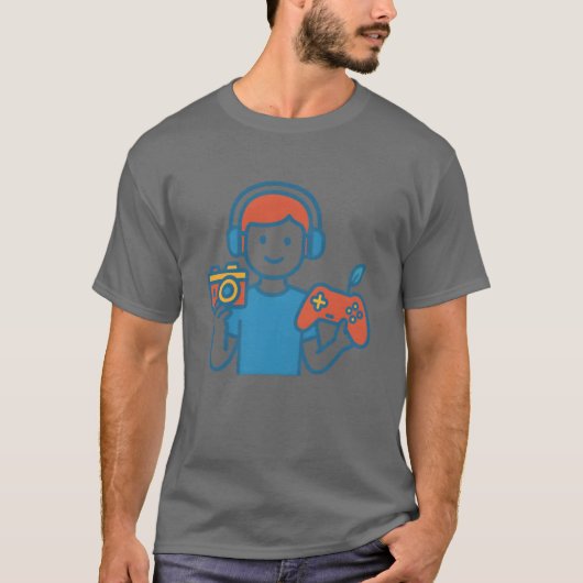 T-shirt Gaming Enthusiast Illustration friend family (Devant)