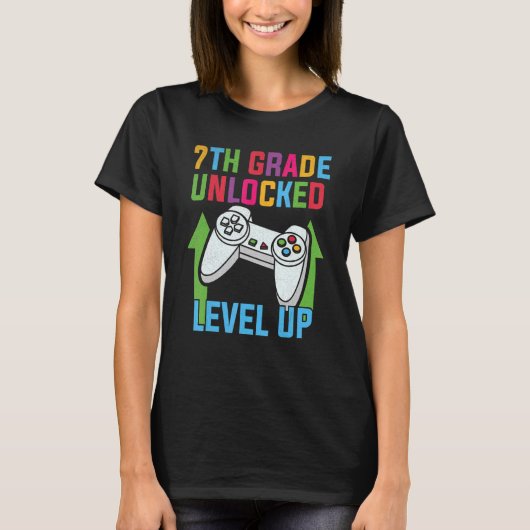 T-shirt Gamme vidéo rétroactive de 7e année déverrouillée (Devant)