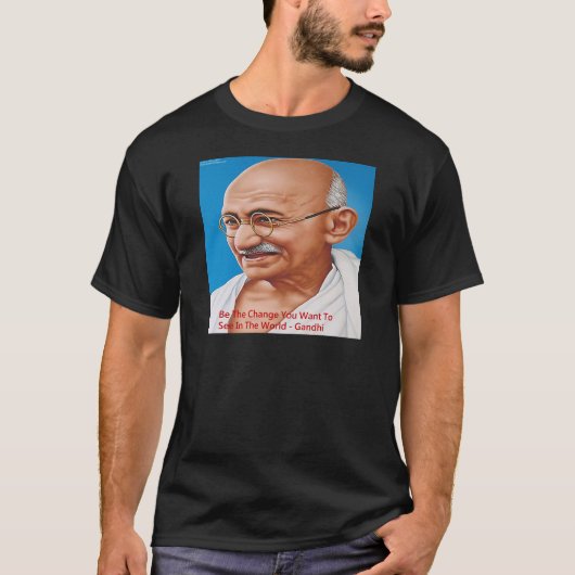 T-shirt Gandhi & Be The Change Citation (Devant)