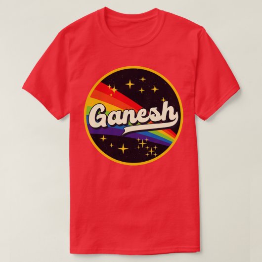 T-shirt Ganesh Rainbow dans l'espace Style Vintage (Design devant)