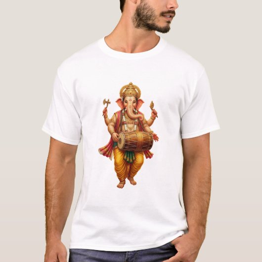 T-shirt Ganesha dansant tout en jouant du madal (Devant)
