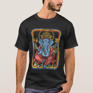 T-shirt Ganesha Dieu Rétro Yoga Méditation Spirituelle Vi