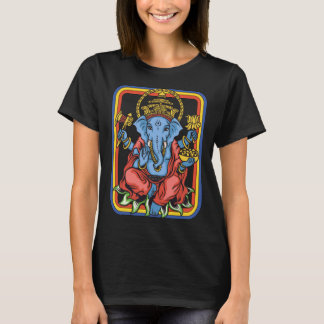 T-shirt Ganesha Dieu Rétro  Yoga  Spirituel  Méditation  V