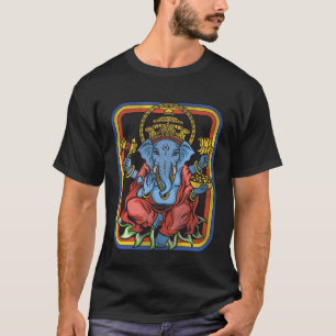 T-shirt Ganesha Dieu Rétro Yoga Spirituel Méditation V