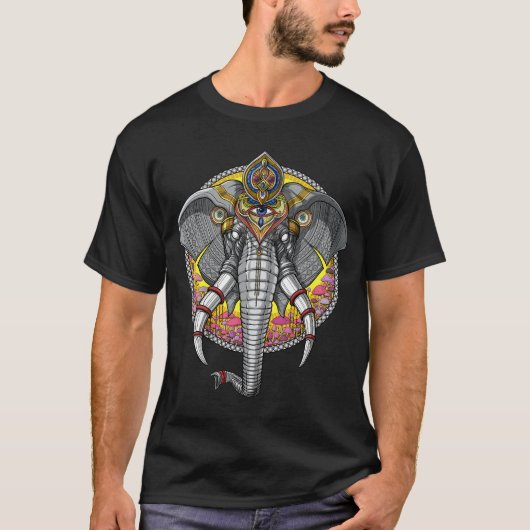 T-shirt Ganesha Eléphant Psychedélique (Devant)
