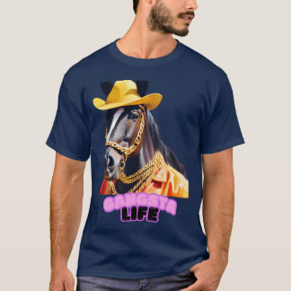 T-shirt Gangsta Life Horse drôle