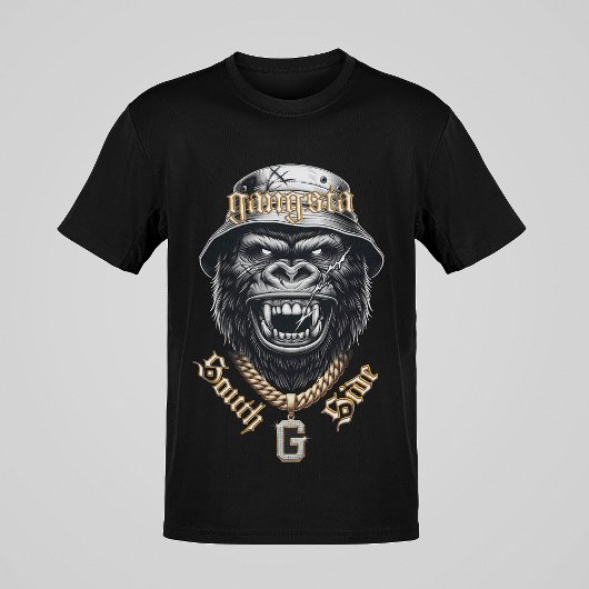 T-shirt Gangsta South Side Gorilla Rire Style Hardcore