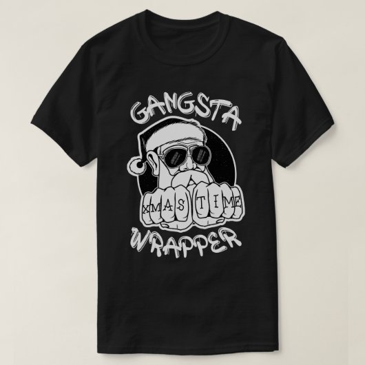 T-shirt Gangsta Wrapper Funny Père Noël Gangster (Design devant)
