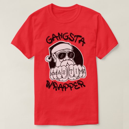 T-shirt Gangsta Wrapper Funny Santa Claus Gangster (Lumièr (Design devant)