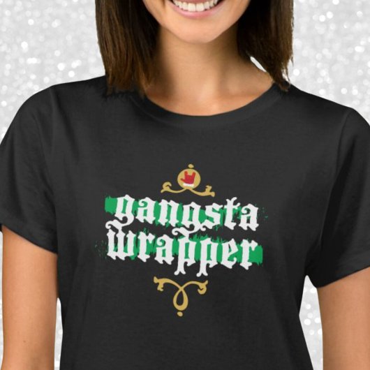 T-shirt Gangsta Wrapper Novelty Cadeau de Noël Blanc Vert