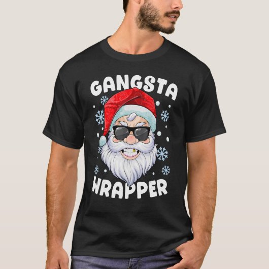 T-shirt Gangsta Wrapper Père Noël Gangster Wrapper Noël (Devant)