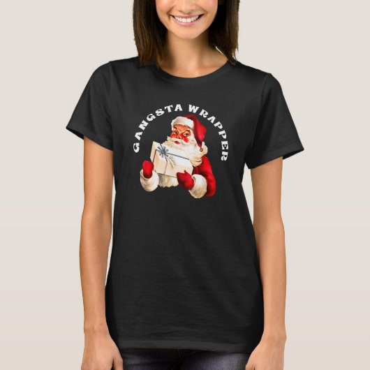 T-shirt GANGSTA WRAPPER Santa Claus Christmas Rapper Mème (Devant)