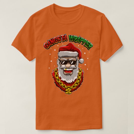 T-shirt Gangsta Wrapper Santa Claus De Tha Hood (Design devant)