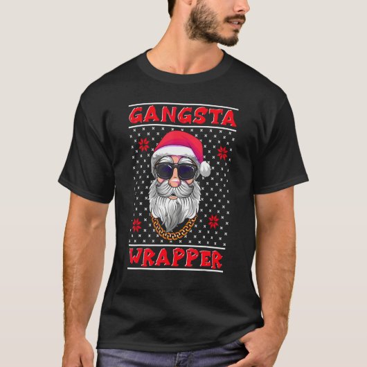 T-shirt Gangsta Wrapper Ugly Christmas Sweater (Devant)