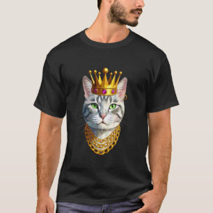 T-shirt Gangster Chat Couronne Dorée Roi Art Royal