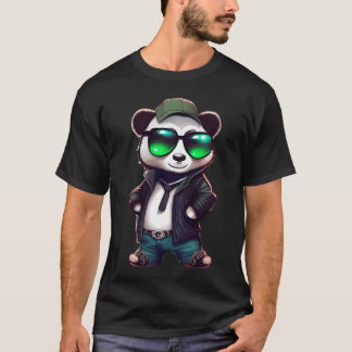 T-shirt Gangster mignon comic Panda portant des vêtements