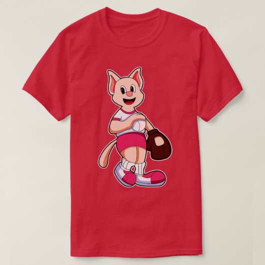 T-shirt Gant de baseball de chat (Design devant)