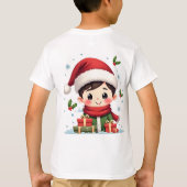 T-shirt Garçon aigu de Noël avec cadeaux et Père Noël (Dos)