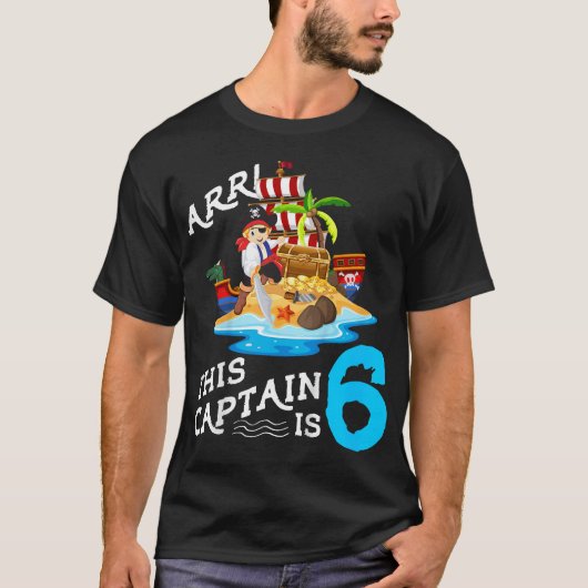 T-shirt Garçon Anniversaire Pirate 6 Ans Ce Capitaine (Devant)